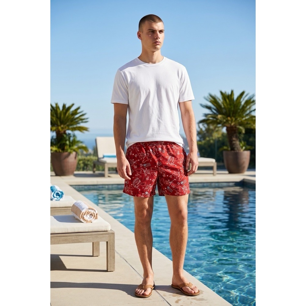 Columbia PFG Water Shorts USA Red White Blue‎ Swim Trunks Mens Large Fourth July